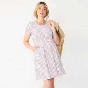 Draper James RSVP Striped Fit & Flare Knit Pocket Dress - Size Small